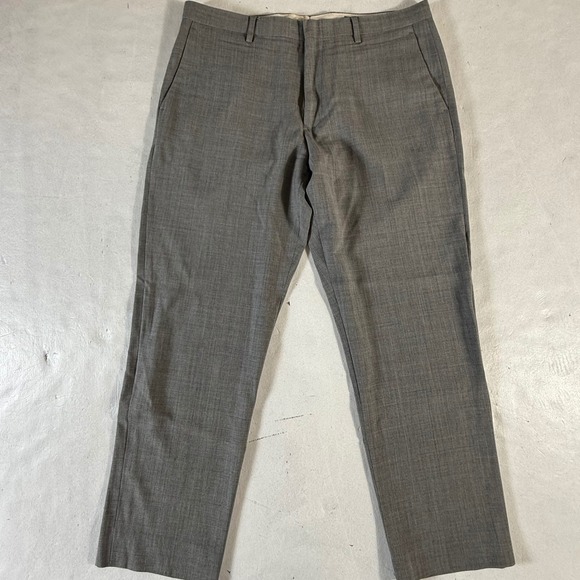 J Crew Voyage Thompson Wool Dress Pants Men's 34x26 (Actual) Gray Flat Front - Picture 3 of 10